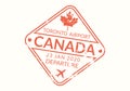 Canada Passport stamp. Visa stamp for travel. Toronto international airport grunge sign. Immigration, arrival and departure symbol Royalty Free Stock Photo